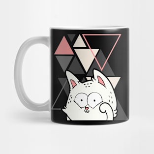 Crazy funny Cute little cat in triangles background adorable kitty Kittenlove Mug